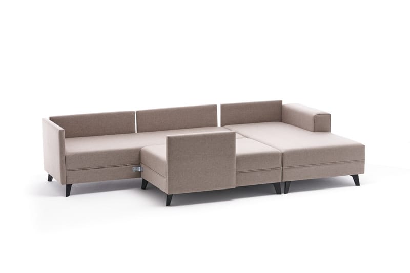 Efsunlu U-sovesofa - Cremehvid/Sort - Møbler - Sofaer - Sovesofaer
