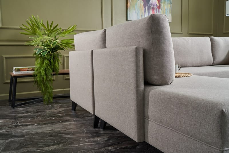 Efsunlu U-sovesofa - Cremehvid/Sort - Møbler - Sofaer - Sovesofaer