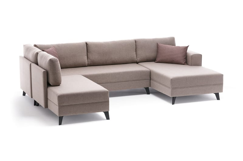 Efsunlu U-sovesofa - Cremehvid/Sort - Sovesofaer - Sovesofa chaiselong