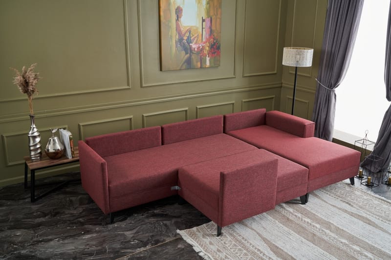 Efsunlu U-sovesofa - Rød/Sort - Møbler - Sofaer - Sovesofaer