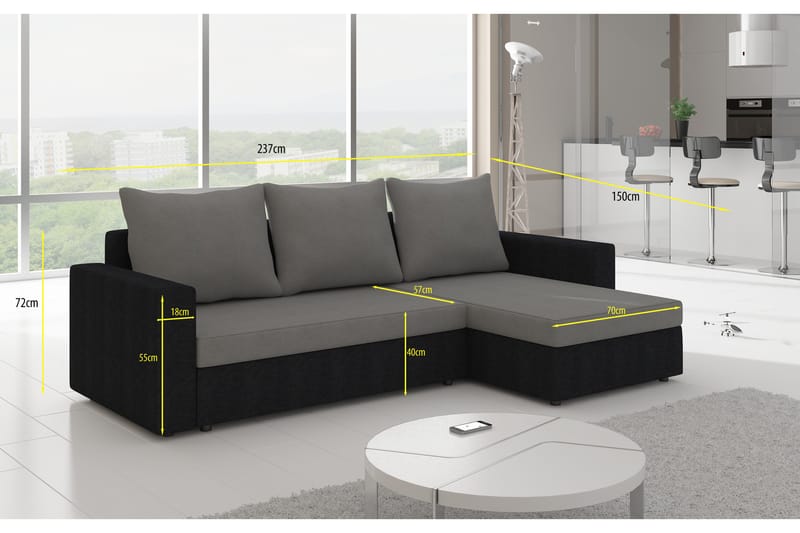 Eguino sovesofa - Sort - Sovesofaer - 3 personers sovesofa