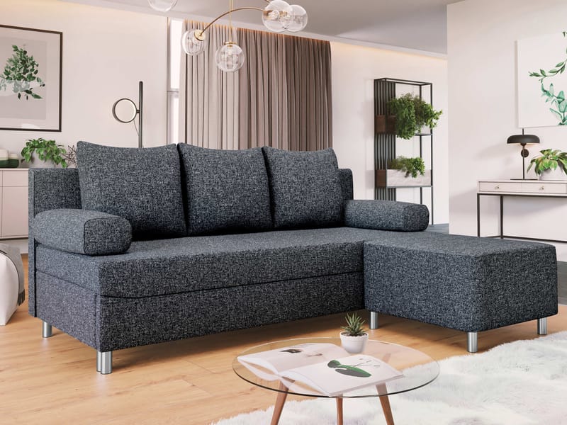 Eifion 3-personers sovesofa med chaiselong, højrevendt - grå - Møbler - Sofaer - Sovesofaer