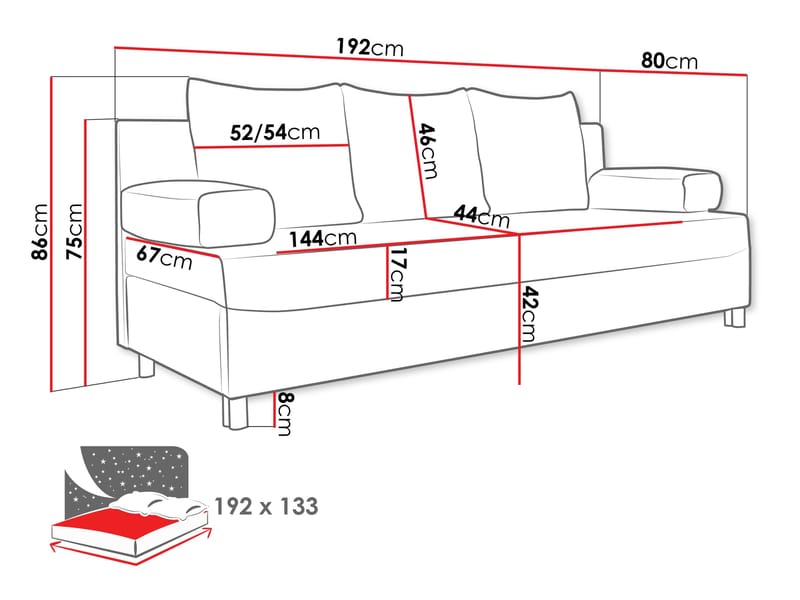 Eifion 3-personers sovesofa - hvid - Møbler - Sofaer - Sovesofaer