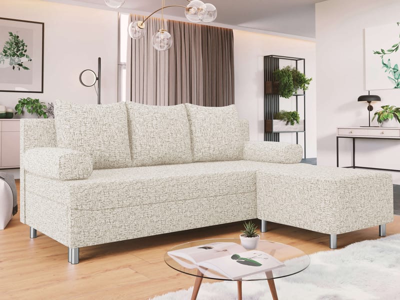 Eifion 3-personers sovesofa med chaiselong, højrevendt - lys beige - Møbler - Sofaer - Sovesofaer