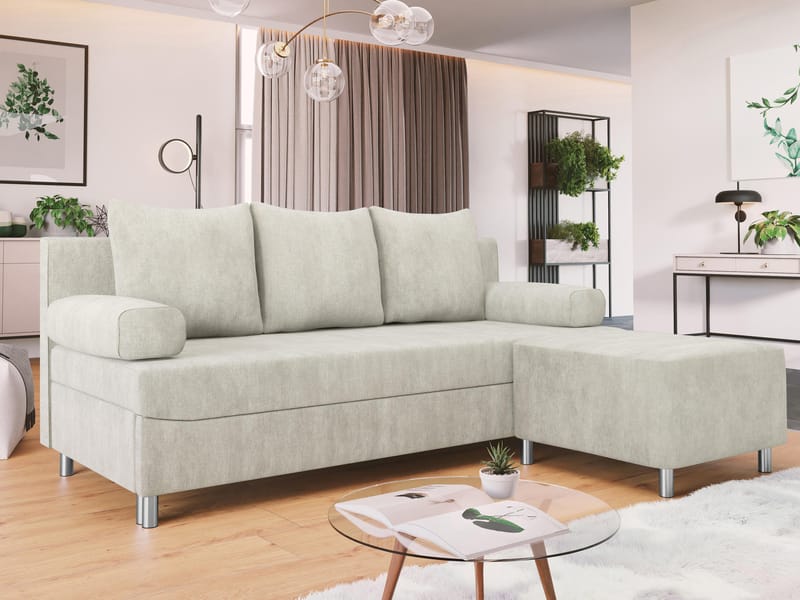 Eifion 3-personers sovesofa med chaiselong, højrevendt - lys beige - Møbler - Sofaer - Sovesofaer