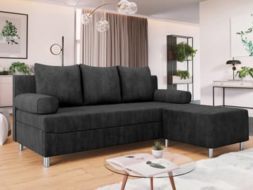 Eifion 3-personers sovesofa med chaiselong, højrevendt - sort - Møbler - Sofaer - Sovesofaer