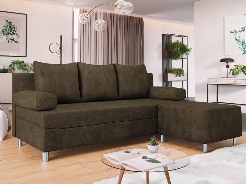 Eifion 3-personers sovesofa med chaiselong, højrevendt - brun - Møbler - Sofaer - Sovesofaer