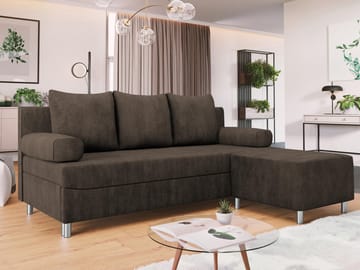 Eifion 3-personers sovesofa med chaiselong, højrevendt - mørkebrun - Møbler - Sofaer - Sovesofaer