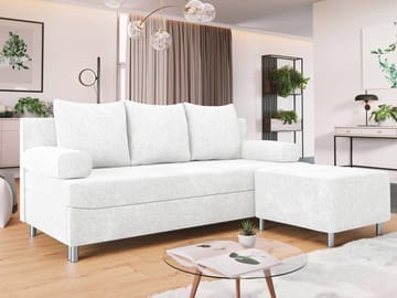 Eifion 3-personers sovesofa med chaiselong, højrevendt - hvid - Møbler - Sofaer - Sovesofaer