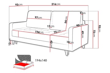 Eirado 3-personers Sovesofa - Grå - Møbler - Sofaer - Sovesofaer