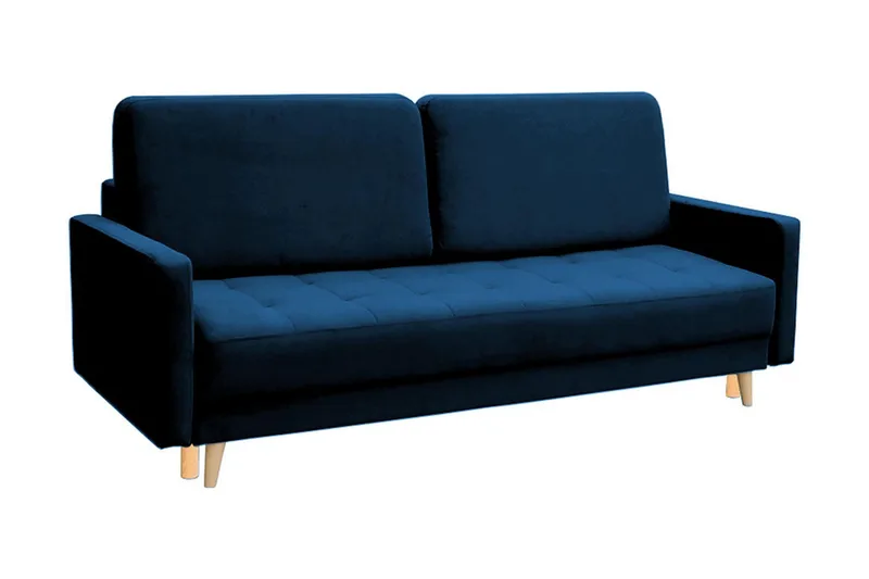 Eirado Rektangulær Sovesofa 140x194 cm med Opbevaring i Fløjl, Blå