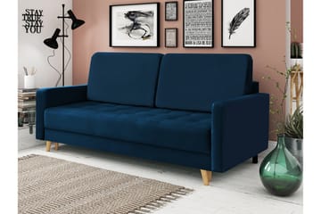 Eirado Rektangulær Sovesofa 140x194 cm med Opbevaring i Fløjl - Blå - Møbler - Sofaer - Sovesofaer