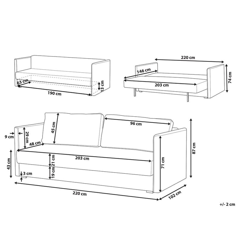 Eksjo 3-personers Sovesofa 146x203 cm med Opbevaring i Fløjl - Gul - Møbler - Sofaer - Sovesofaer