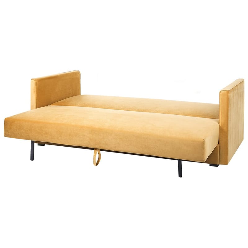 Eksjo 3-personers Sovesofa 146x203 cm med Opbevaring i Fløjl - Gul - Møbler - Sofaer - Sovesofaer