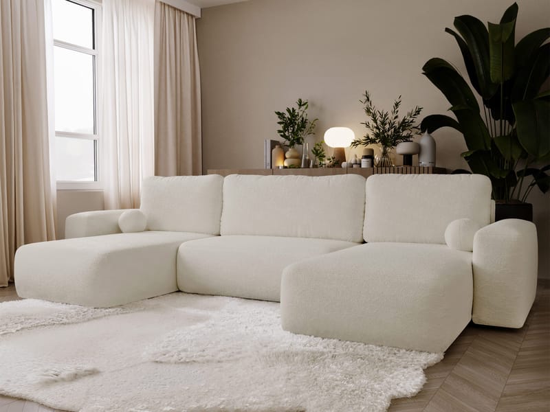 Elvior 5-personers U-formet sovesofa med dobbelt chaiselong - hvid - Møbler - Sofaer - Sovesofaer