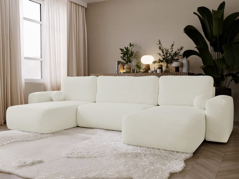Elvior 5-personers U-formet sovesofa med dobbelt chaiselong - hvid - Møbler - Sofaer - Sovesofaer