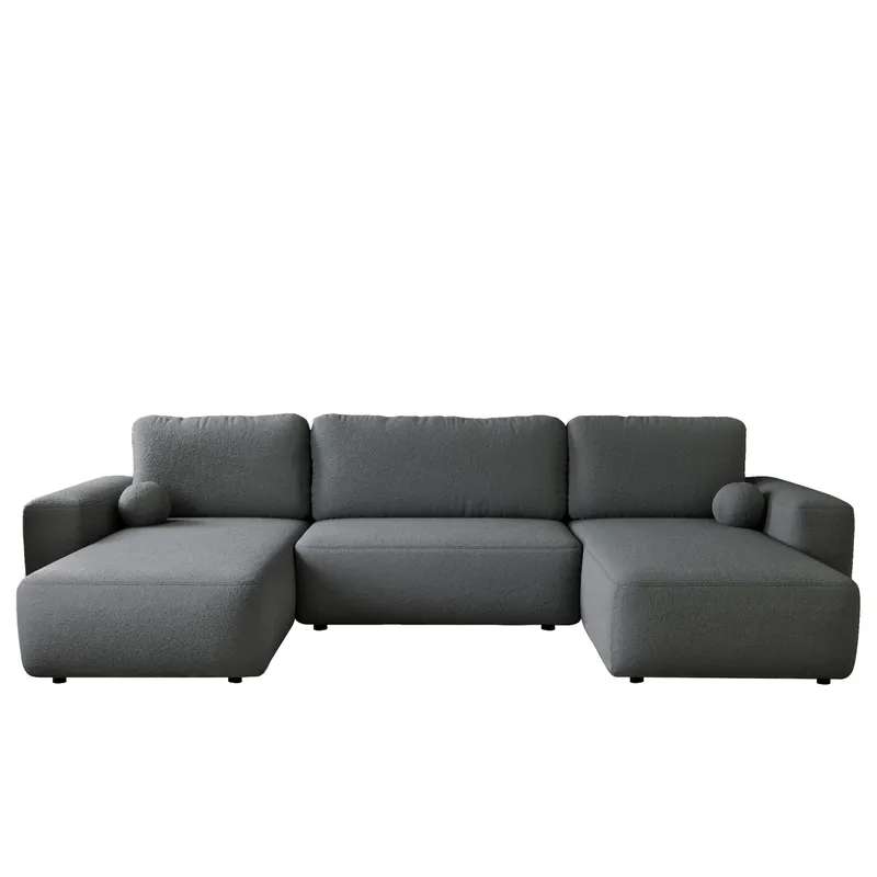 Elvior 5-personers U-formet sovesofa med dobbelt chaiselong - grå - Møbler - Sofaer - Sovesofaer