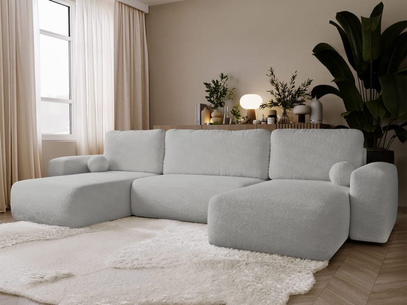 Elvior 5-personers U-formet sovesofa med dobbelt chaiselong - grå - Møbler - Sofaer - Sovesofaer