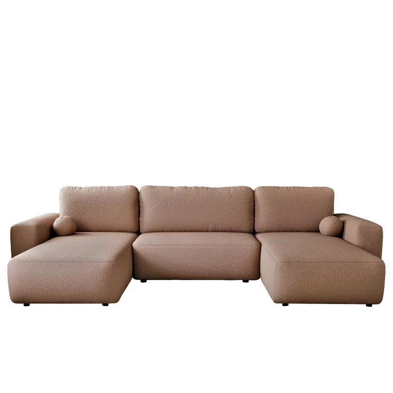 Elvior 5-personers U-formet sovesofa med dobbelt chaiselong - pink - Møbler - Sofaer - Sovesofaer