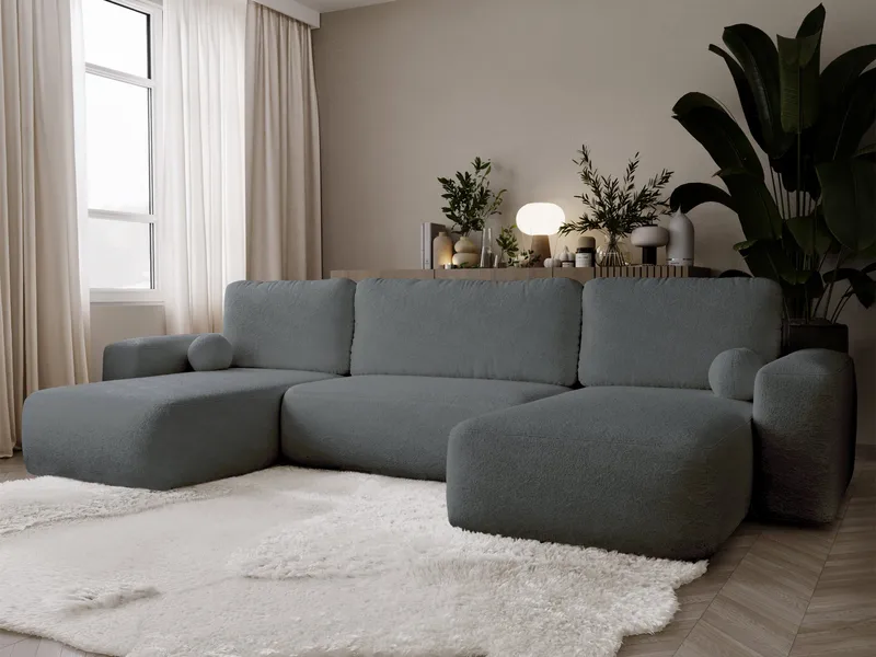 Elvior 5-personers U-formet sovesofa med dobbelt chaiselong - grå - Møbler - Sofaer - Sovesofaer