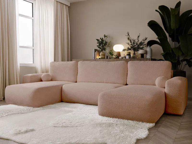 Elvior 5-personers U-formet sovesofa med dobbelt chaiselong - pink - Møbler - Sofaer - Sovesofaer