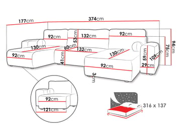 Elvior 5-personers U-formet sovesofa med dobbelt chaiselong - hvid - Møbler - Sofaer - Sovesofaer