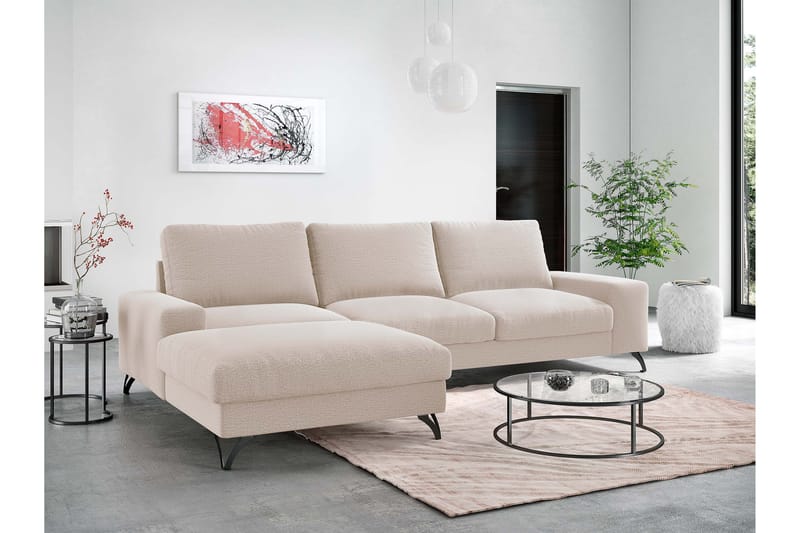 Emet Sovesofa med Chaiselong 3-personers - Lysebrun - Møbler - Sofaer - Sovesofaer