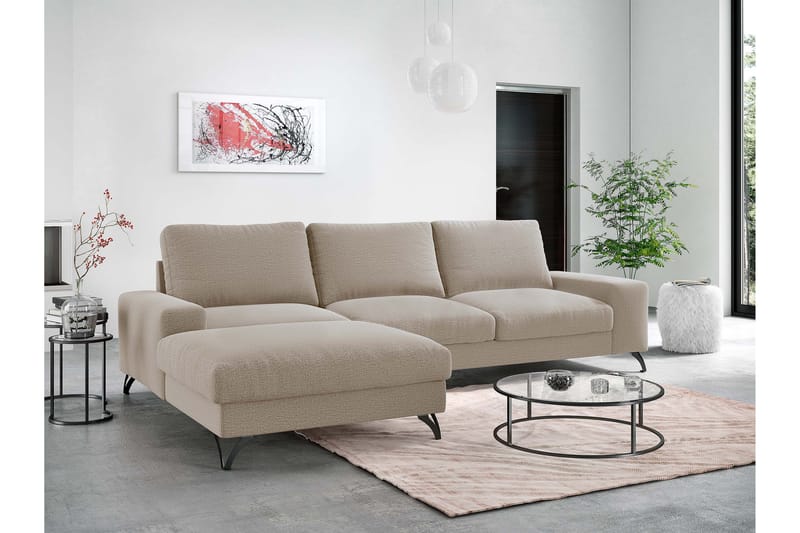 Emet Sovesofa med Chaiselong 3-personers - Beige - Møbler - Sofaer - Sovesofaer