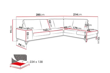 Emet Sovesofa med Chaiselong 4-personers - Grå - Møbler - Sofaer - Sovesofaer