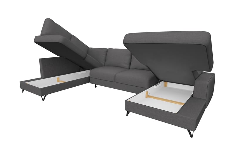 Emet Sovesofa med Chaiselong og Hjørnesektion 5-personers - Gul - Møbler - Sofaer - Sovesofaer