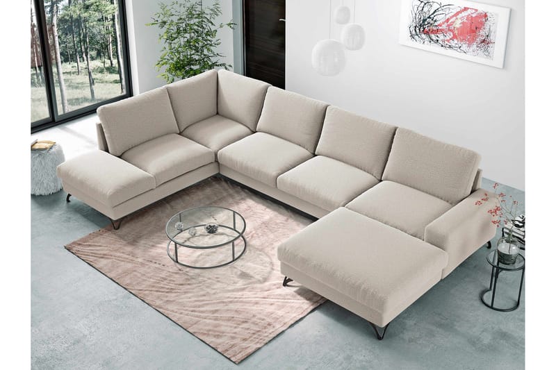Emet Sovesofa med Chaiselong og Hjørnesektion 5-personers - Gul - Møbler - Sofaer - Sovesofaer