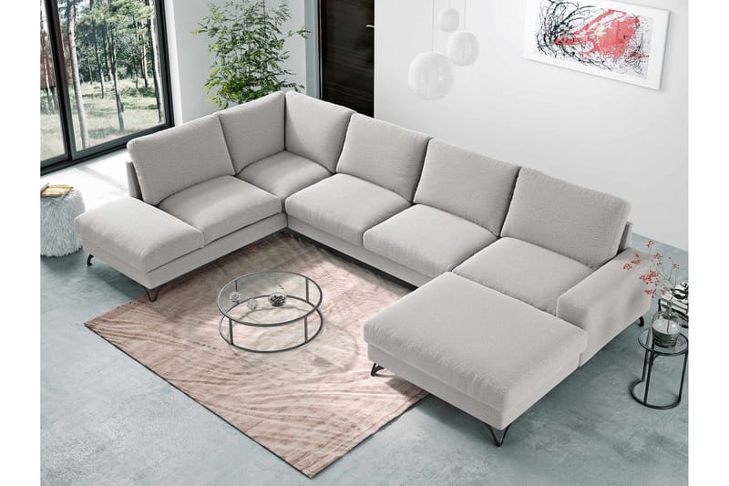Emet Sovesofa med Chaiselong og Hjørnesektion 5-personers - Gul - Møbler - Sofaer - Sovesofaer