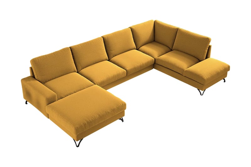 Emet Sovesofa med Chaiselong og Hjørnesektion 5-personers, Gul