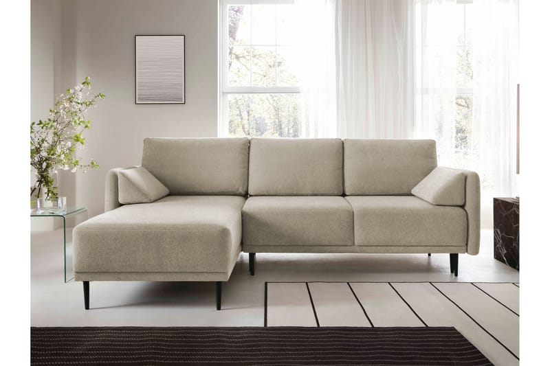 Enaya Sovesofa Med 3-Sæders Divan - Beige - Møbler - Sofaer - Sovesofaer