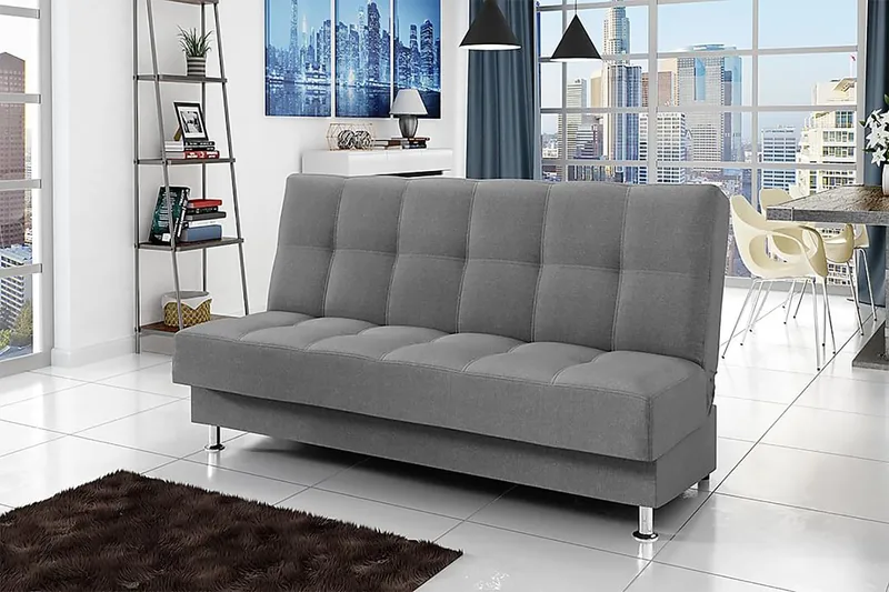 Enduro 3-personers Rektangulær Sovesofa 120x195 cm med Opbevaring i Stof - Grå - Møbler - Sofaer - Sovesofaer