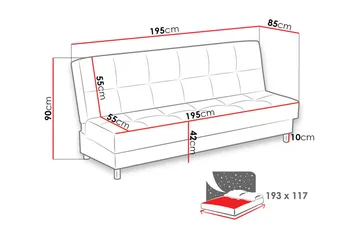 Enduro sovesofa 195x85x90 cm - Møbler - Sofaer - Sovesofaer