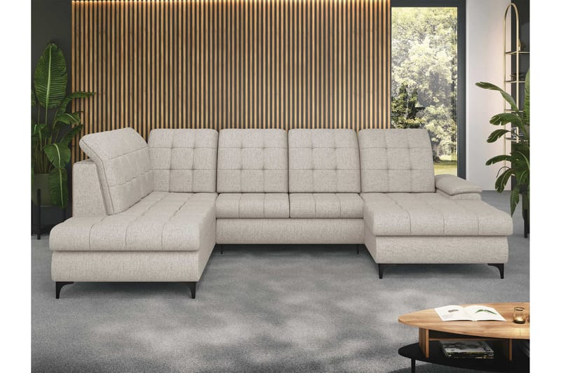 Enzo Sovesofa med Chaiselong og Dobbelt Chaiselong 4-personers - Beige - Møbler - Sofaer - Sovesofaer