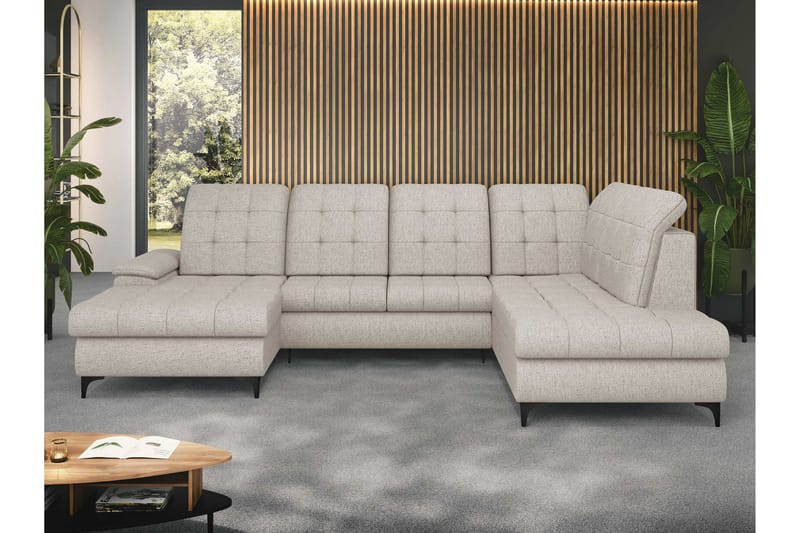 Enzo Sovesofa med Chaiselong og Dobbelt Chaiselong 4-personers - Beige - Møbler - Sofaer - Sovesofaer