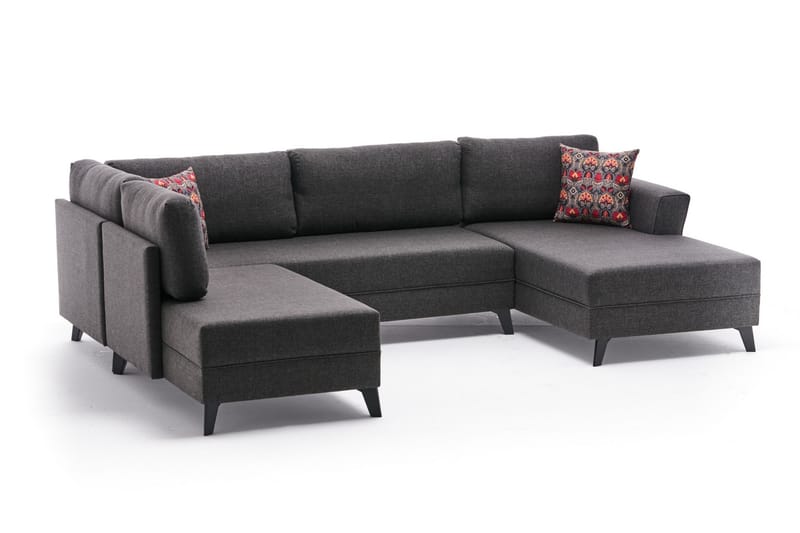 Eriska U-sovesofa - Antracit/Sort - Sovesofaer - Sovesofa chaiselong