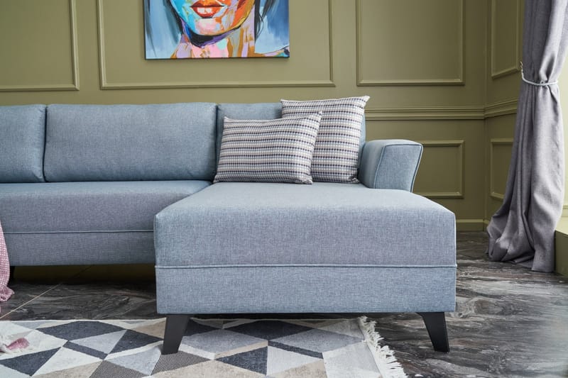 Eriska U-sovesofa - Blå/Sort - Møbler - Sofaer - Sovesofaer