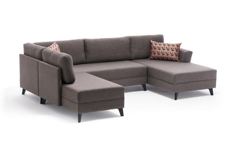 Eriska U-sovesofa - Brun/Sort - Sovesofaer - Sovesofa chaiselong