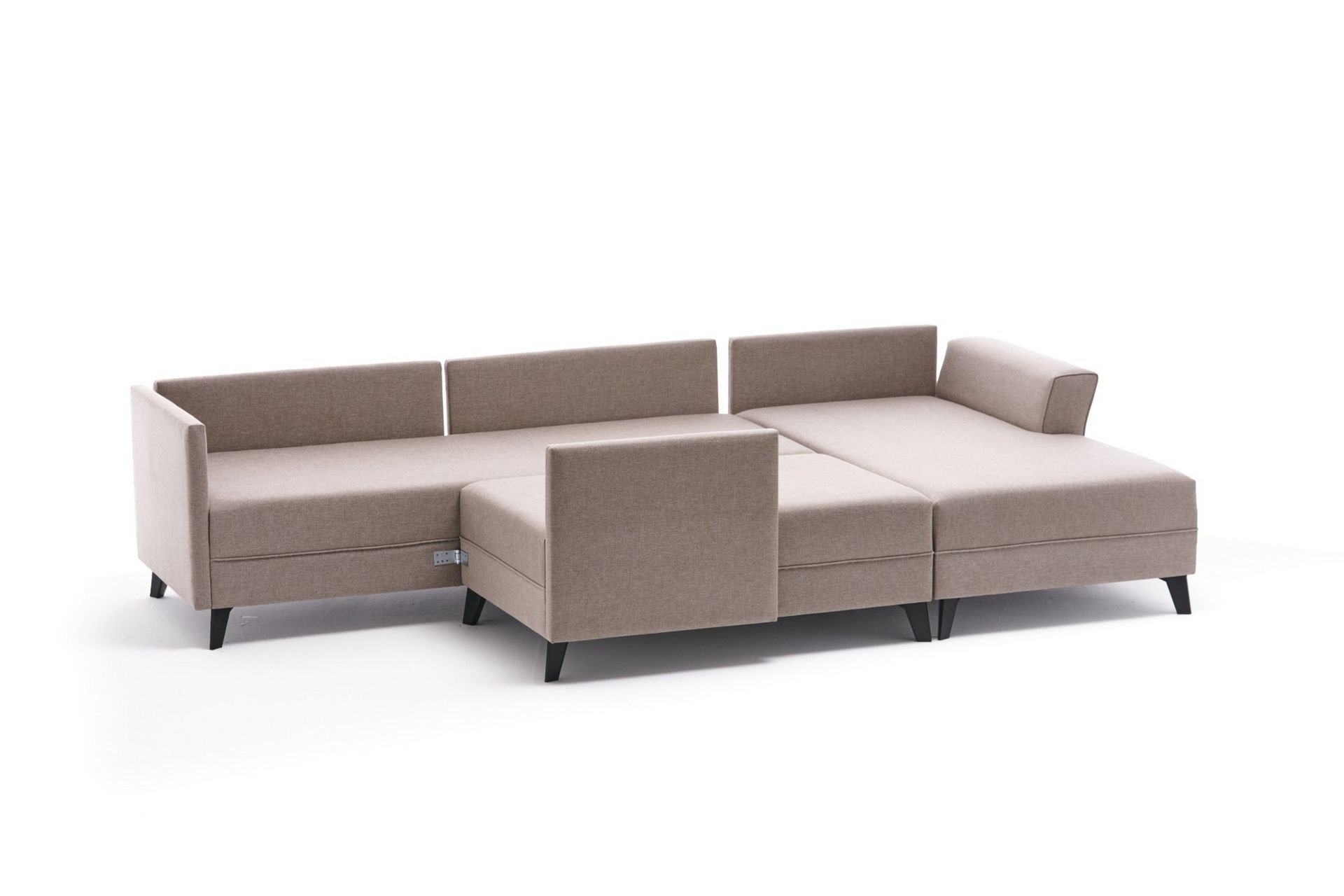 Eriska U-sovesofa - Cremehvid/Sort - Møbler - Sofaer - Sovesofaer