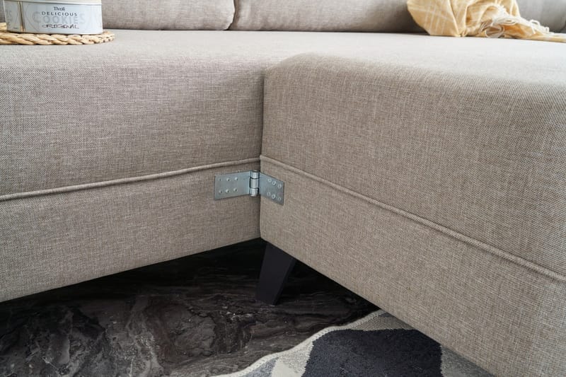 Eriska U-sovesofa - Cremehvid/Sort - Møbler - Sofaer - Sovesofaer
