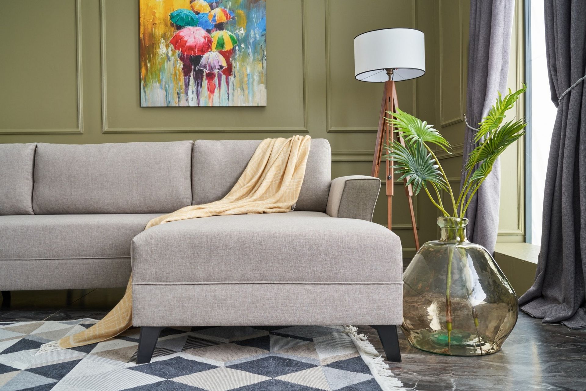 Eriska U-sovesofa - Cremehvid/Sort - Møbler - Sofaer - Sovesofaer