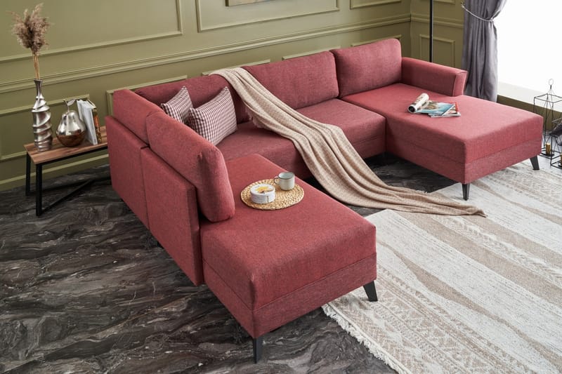 Eriska U-sovesofa - Rød/Sort - Møbler - Sofaer - Sovesofaer