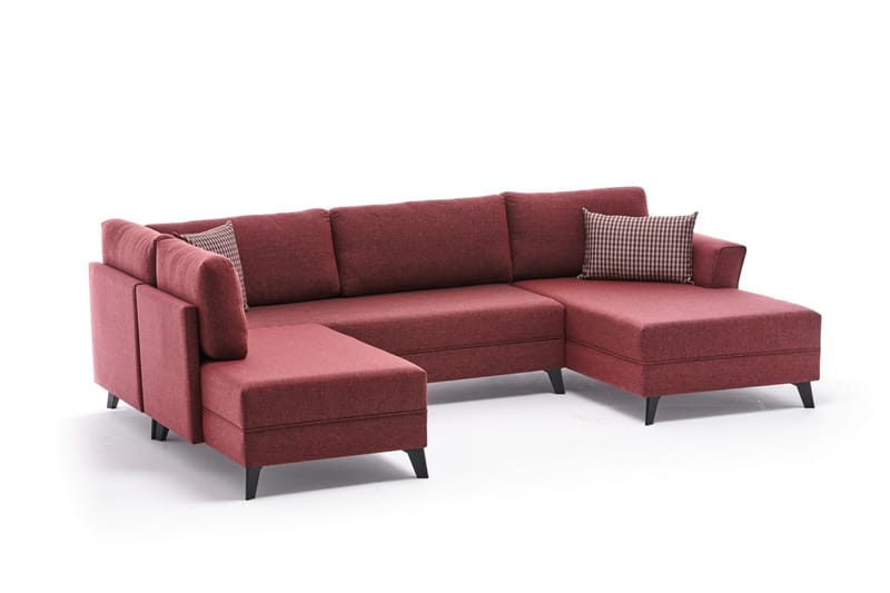 Eriska U-sovesofa - Rød/Sort - Sovesofaer - Sovesofa chaiselong