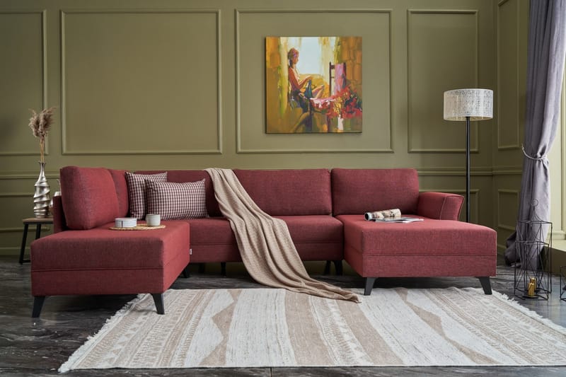 Eriska U-sovesofa - Rød/Sort - Møbler - Sofaer - Sovesofaer