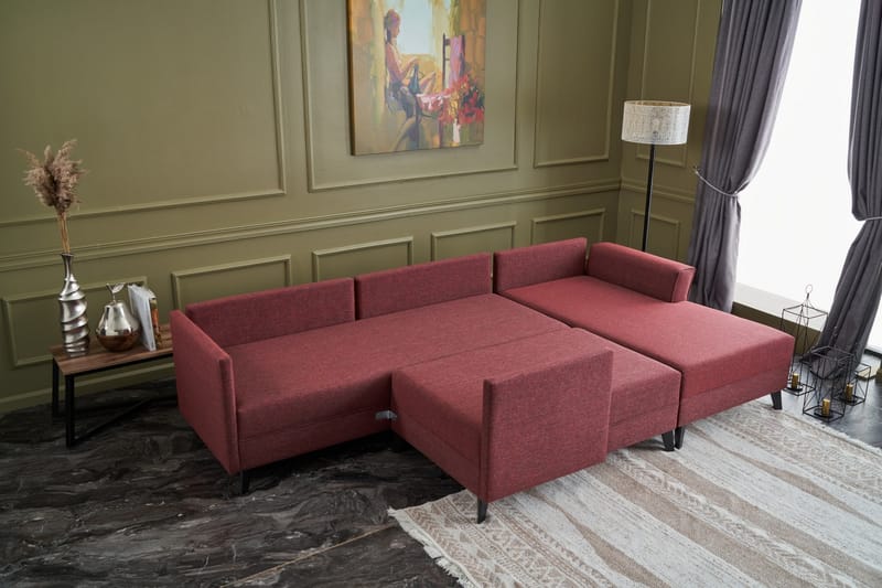 Eriska U-sovesofa - Rød/Sort - Møbler - Sofaer - Sovesofaer