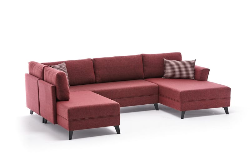 Eriska U-sovesofa - Rød/Sort - Møbler - Sofaer - Sovesofaer