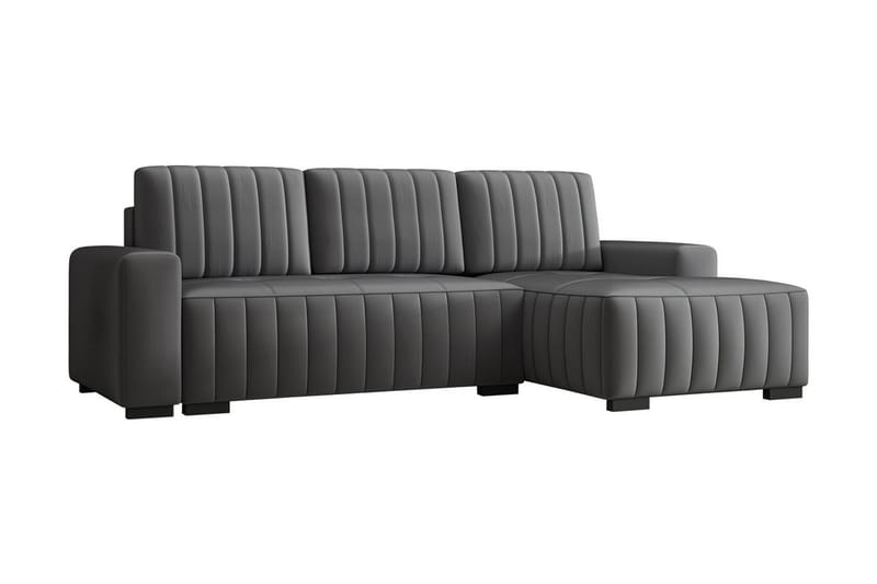 Esher 3-pers. Hjørnesofa Højre - Plys/Grå - Møbler - Sofaer - Sovesofaer